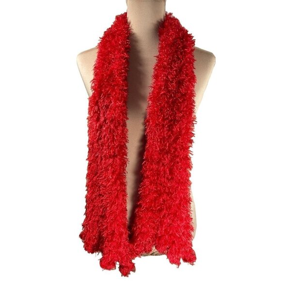 Unbranded Women's Fuzzy Neck Scarf Infinity Red 60" long - Picture 2 of 3